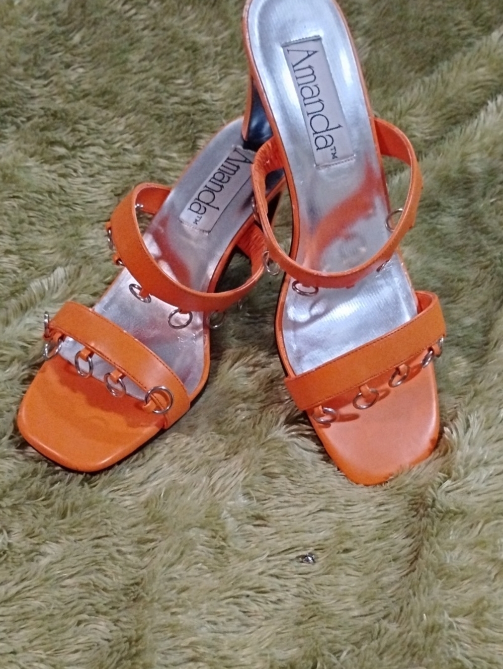 Amanda Orange Ring-Accent Women's Heeled Sandals